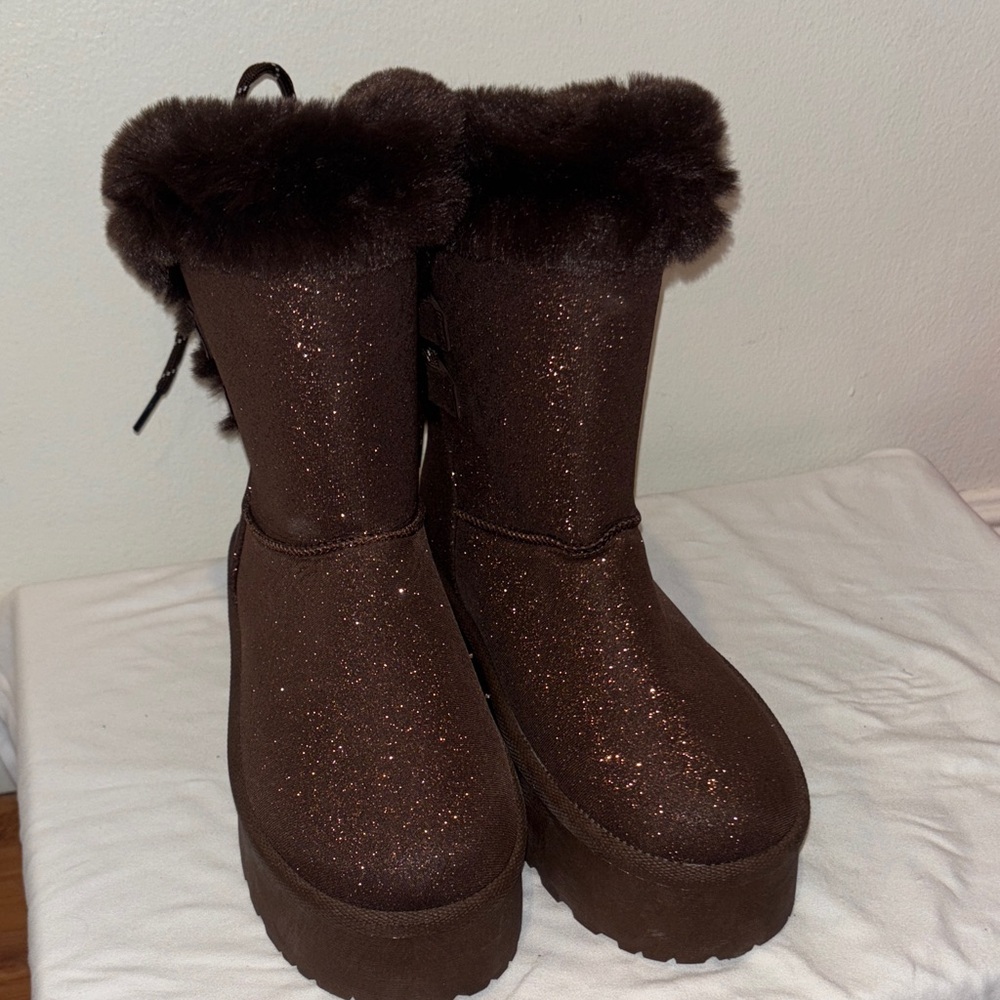 Glaze Brown Glitter Boots